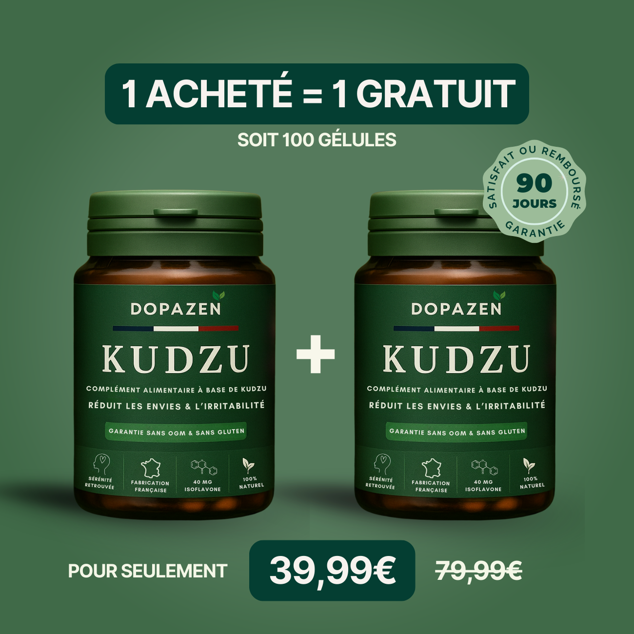 Kudzu Dopazen 40 mg d’isoflavone - 100% naturel